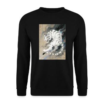 Der Schatten des Gipfels: Baihu – Mystische Dämmerung - Unisex Pullover - Schwarz - Vorne - Alina (178cm) & Michal (187cm)