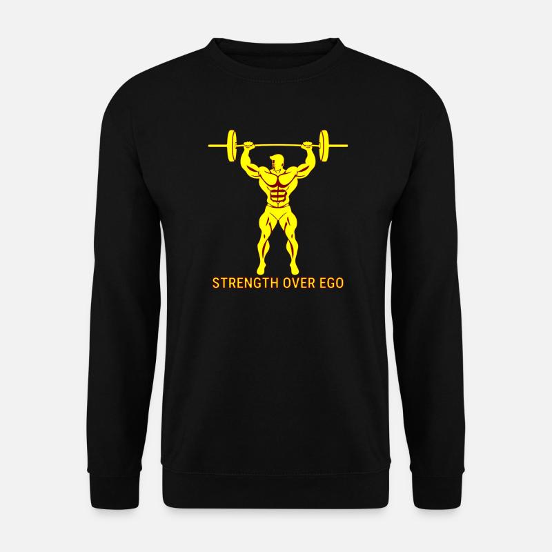 Kraft über Ego – Bodybuilding und Powerlifting - Unisex Pullover - Schwarz
