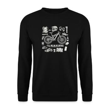 I'll Be In My Office – MTB Rider Statement - Unisex Pullover - Schwarz - Vorne - Alina (178cm) & Michal (187cm)