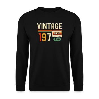 Vintage 70s Cassette - Unisex Sweatshirt - black - Front - Alina (178cm) & Michal (187cm)