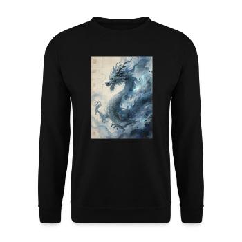 Die Sternennacht: Blauer Drache – Aether - Unisex Pullover - Schwarz - Vorne - Alina (178cm) & Michal (187cm)