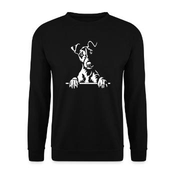 Foxterrier Kopf "Black Edition" - Unisex Pullover - Schwarz - Vorne - Alina (178cm) & Michal (187cm)