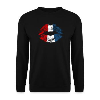 Néerlandais Holland Kiss Lipstick Couleur Hollande - Sweat-shirt Unisexe - noir - Devant - Alina (178cm) & Michal (187cm)