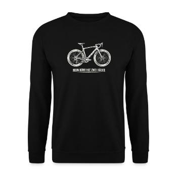 Rennrad Spruch – Mein Büro hat zwei Räder - Unisex Pullover - Schwarz - Vorne - Alina (178cm) & Michal (187cm)