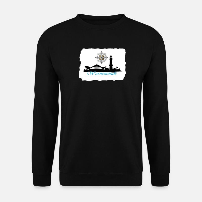Warnemünde Kompass & Leuchtturm Silhouette - Unisex Pullover - Schwarz