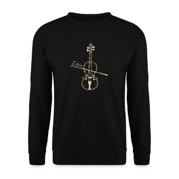 I Love Geige Violine - Klassische Musik Geschenk - Unisex Pullover - Schwarz - Vorne - Alina (178cm) & Michal (187cm)