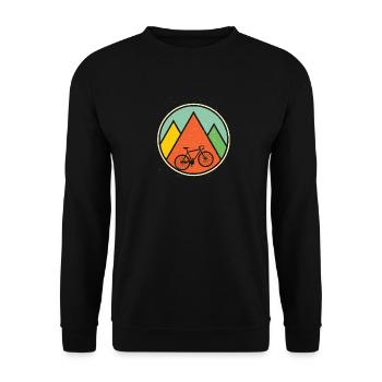 Fahrrad Berge Natur Abenteuer - Minimal Design - Unisex Pullover - Schwarz - Vorne - Alina (178cm) & Michal (187cm)
