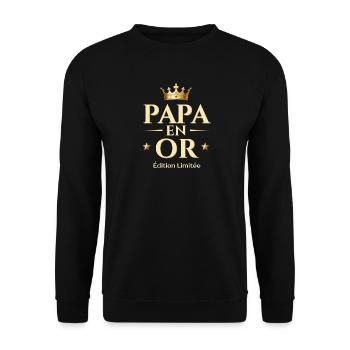 PAPA EN OR Édition Limitée - Sweat-shirt Unisexe - noir - Devant - Alina (178cm) & Michal (187cm)