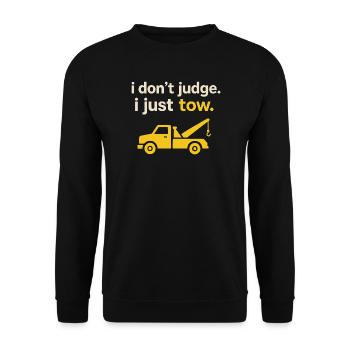 Ich urteile nicht | Abschleppdienst - Unisex Pullover - Schwarz - Vorne - Alina (178cm) & Michal (187cm)