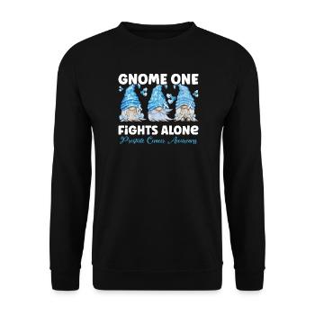 Gnome One Fights Alone Light Blue Prostate Cancer - Unisex Sweatshirt - black - Front - Alina (178cm) & Michal (187cm)