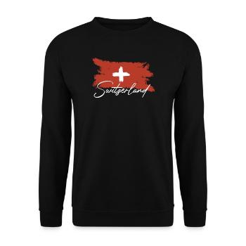 Schweiz Fahne - Unisex Pullover - Schwarz - Vorne - Alina (178cm) & Michal (187cm)