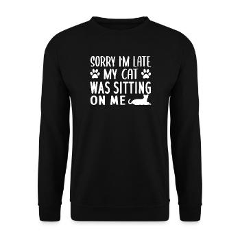 Late Cat Sitter Humor Tee - Unisex Sweatshirt - black - Front - Alina (178cm) & Michal (187cm)
