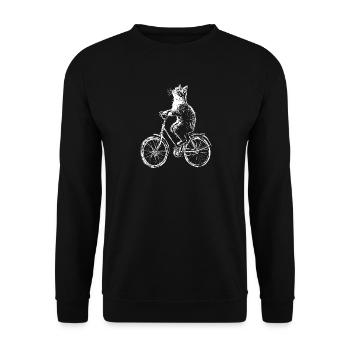 Lustiges Fahrrad Katze - Unisex Pullover - Schwarz - Vorne - Alina (178cm) & Michal (187cm)