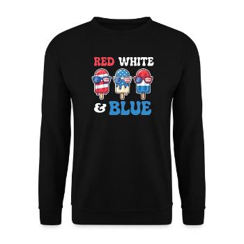 Rouge, Blanc, Bleu, Patriotique, 4 juillet - Sweat-shirt Unisexe - noir - Devant - Alina (178cm) & Michal (187cm)