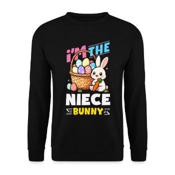 Joyeuse Pâques, douce chasse aux œufs du lapin, œufs de Pâques - Sweat-shirt Unisexe - noir - Devant - Alina (178cm) & Michal (187cm)