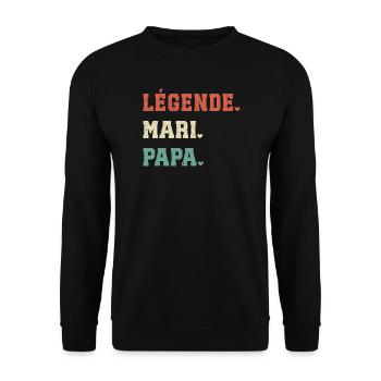 Legend Husband Papa Gift for Papa - Unisex Sweatshirt - black - Front - Alina (178cm) & Michal (187cm)