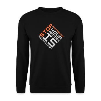 Stop Pretending Your Racism Is Patriotism Politik - Unisex Pullover - Schwarz - Vorne - Alina (178cm) & Michal (187cm)