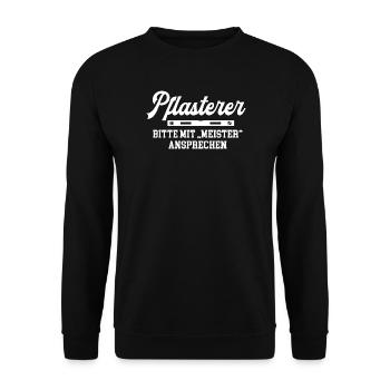 Pflasterer Meister Pflasterermeister Chef - Unisex Pullover - Schwarz - Vorne - Alina (178cm) & Michal (187cm)