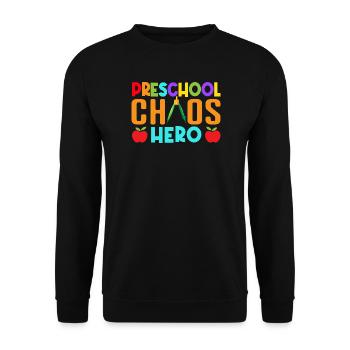 Enseignant de maternelle Chaos Hero Instituteur de maternelle - Sweat-shirt Unisexe - noir - Devant - Alina (178cm) & Michal (187cm)