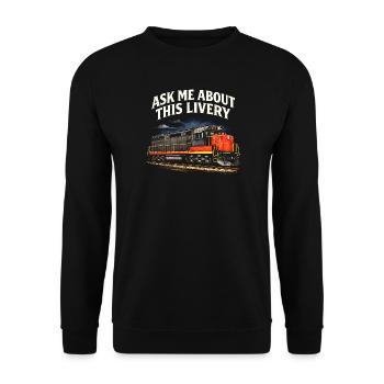 Frag mich nach Lackierung | Eisenbahn - Unisex Pullover - Schwarz - Vorne - Alina (178cm) & Michal (187cm)
