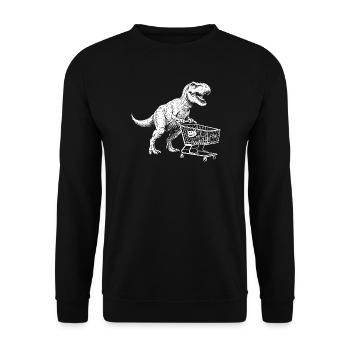 Dino Shopper: T-Rex with Cart - Unisex Sweatshirt - black - Front - Alina (178cm) & Michal (187cm)