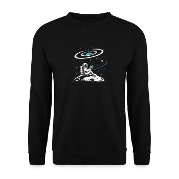 Astronaut reading book on the moon bookworm - Unisex Sweatshirt - black - Front - Alina (178cm) & Michal (187cm)