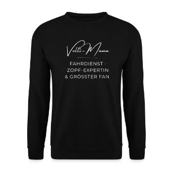 Volti-Mama: Lustiger Voltigier Spruch für Mütter - Unisex Pullover - Schwarz - Vorne - Alina (178cm) & Michal (187cm)