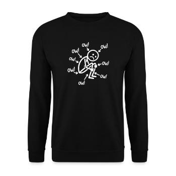 Painful stick figure Ow - Unisex Sweatshirt - black - Front - Alina (178cm) & Michal (187cm)