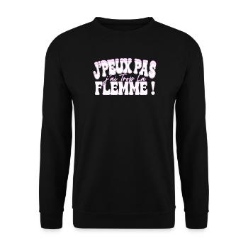 J’peux pas j’ai trop la flemme rose - Sweat-shirt Unisexe - noir - Devant - Alina (178cm) & Michal (187cm)
