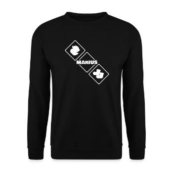 Marius Diamant Logo Vogel - Unisex Pullover - Schwarz - Vorne - Alina (178cm) & Michal (187cm)