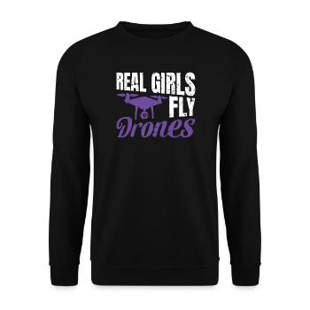 I've had enough, I'm going to fly a drone - Unisex Sweatshirt - black - Front - Alina (178cm) & Michal (187cm)