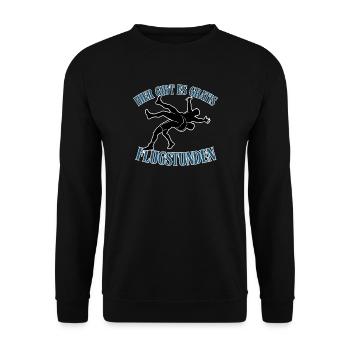 Kostenlose Flugstunden – Kampf-Silhouette - Unisex Pullover - Schwarz - Vorne - Alina (178cm) & Michal (187cm)