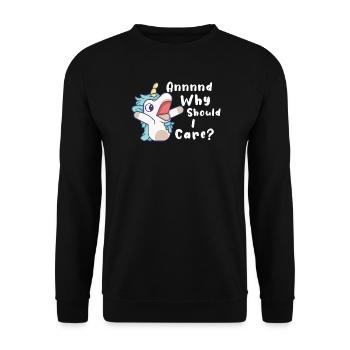 Unicorn Why Should I Care - Unisex Sweatshirt - black - Front - Alina (178cm) & Michal (187cm)
