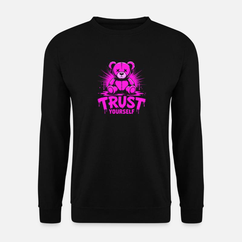 Trust Yourself Edgy Rosa Teddybär - Unisex Pullover - Schwarz