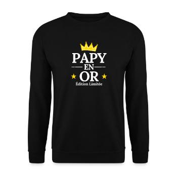 Papy en Or Édition Limitée - Sweat-shirt Unisexe - noir - Devant - Alina (178cm) & Michal (187cm)