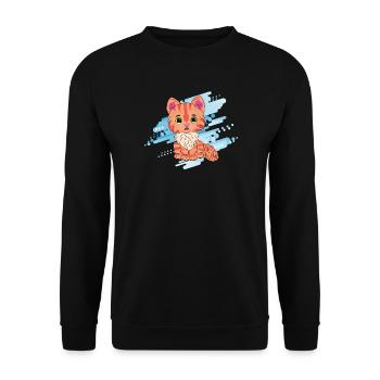 Chat orange mignon avec une écharpe - Sweat-shirt Unisexe - noir - Devant - Alina (178cm) & Michal (187cm)