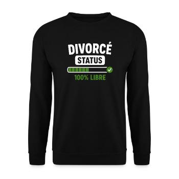 Divorcé Status Liberté Retrouvée - Sweat-shirt Unisexe - noir - Devant - Alina (178cm) & Michal (187cm)