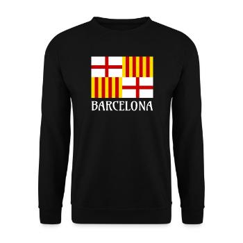 Flag Red White Yellow Barcelona Patriotic Banner - Unisex Sweatshirt - black - Front - Alina (178cm) & Michal (187cm)