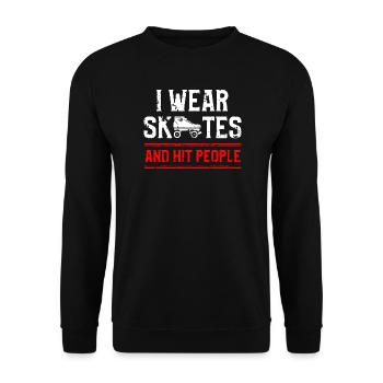 I Wear Skates Distressed Graphic - Unisex Sweatshirt - black - Front - Alina (178cm) & Michal (187cm)