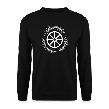 Midsummer Wheel – Pagan Symbol Motif - Unisex Sweatshirt - black - Front - Alina (178cm) & Michal (187cm)