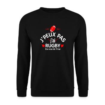 J'peux pas j'ai Rugby - Sweat-shirt Unisexe - noir - Devant - Alina (178cm) & Michal (187cm)