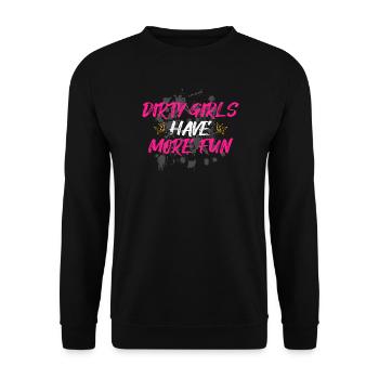 Dirty girls have more fun Schlammlauf Mud Run - Unisex Pullover - Schwarz - Vorne - Alina (178cm) & Michal (187cm)