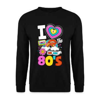 Retour rétro au design vintage des années 80 - Sweat-shirt Unisexe - noir - Devant - Alina (178cm) & Michal (187cm)