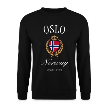 Oslo Norwegen Wappen Krone – Reise Souvenir - Unisex Pullover - Schwarz - Vorne - Alina (178cm) & Michal (187cm)