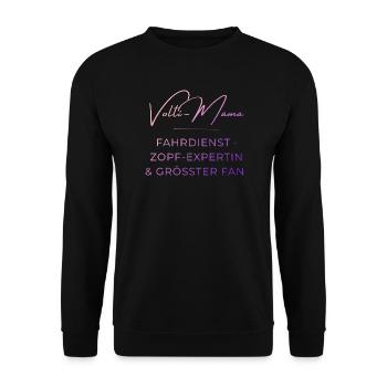 Volti-Mama: Lustiger Voltigier Spruch für Mütter - Unisex Pullover - Schwarz - Vorne - Alina (178cm) & Michal (187cm)