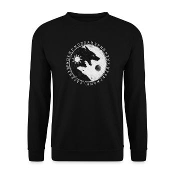 Sköll und Hati - Yin Yang Wölfe Sonne Mond Design - Unisex Pullover - Schwarz - Vorne - Alina (178cm) & Michal (187cm)