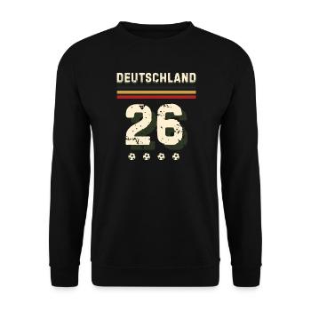 Deutschland - Retro Fan Shirt - Unisex Pullover - Schwarz - Vorne - Alina (178cm) & Michal (187cm)
