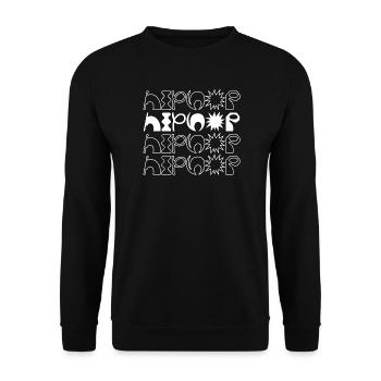 Hip-Hop-Musik-Wiederholungsmuster - Unisex Pullover - Schwarz - Vorne - Alina (178cm) & Michal (187cm)