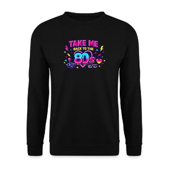 Zurück in die 80er Neon - Unisex Pullover - Schwarz - Vorne - Alina (178cm) & Michal (187cm)