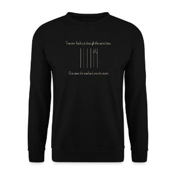 The classic for a change of perspective - Unisex Sweatshirt - black - Front - Alina (178cm) & Michal (187cm)